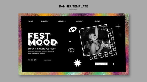 PSD gratuit modèle de festival holographique