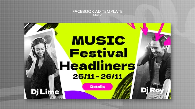 PSD gratuit modèle de festival de musique design plat