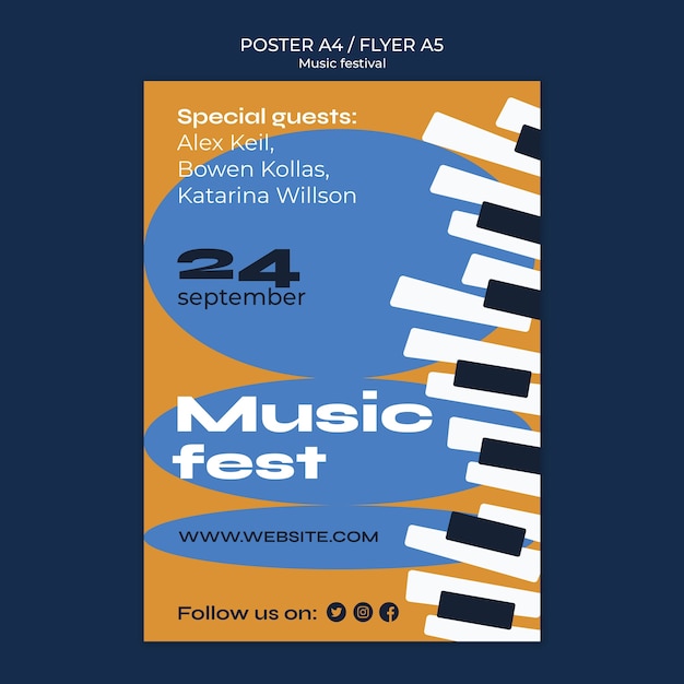 PSD gratuit modèle de festival de musique design plat