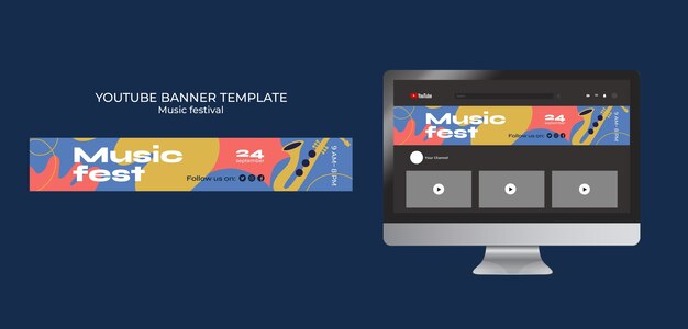 Modèle de festival de musique design plat