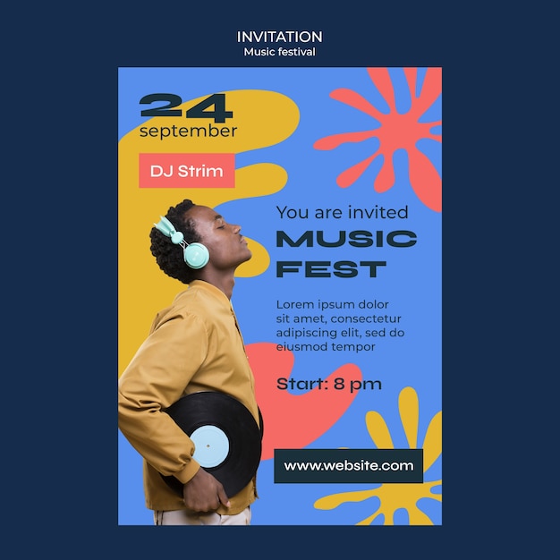 Modèle de festival de musique design plat