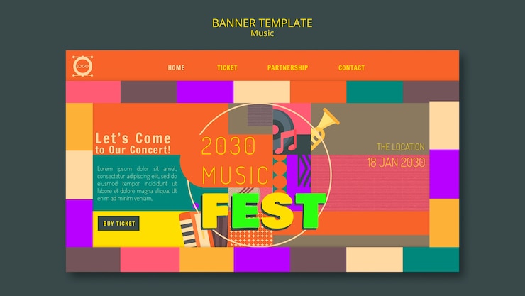 PSD gratuit modèle de festival de musique design plat