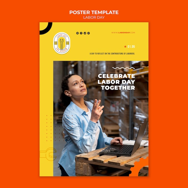 PSD gratuit modèle de fête du travail design plat