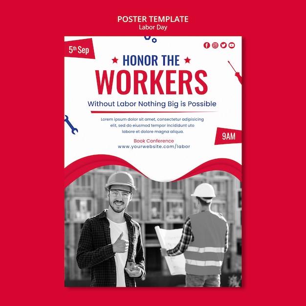 PSD gratuit modèle de fête du travail design plat