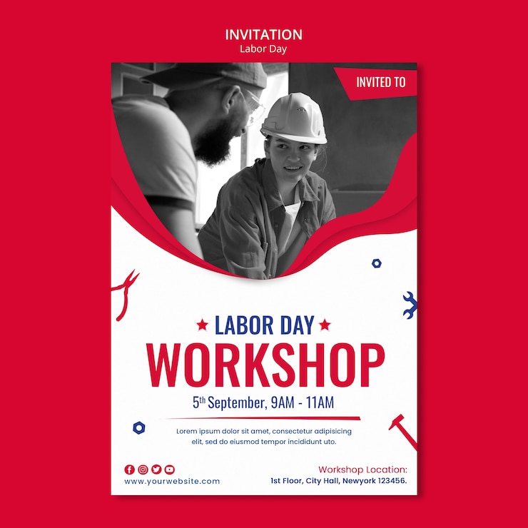 PSD gratuit modèle de fête du travail design plat