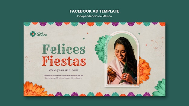 PSD gratuit modèle de fête de l'indépendance mexicaine design plat