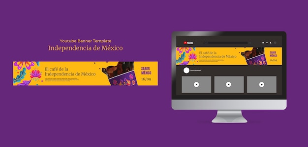 PSD gratuit modèle de fête de l'indépendance mexicaine design plat