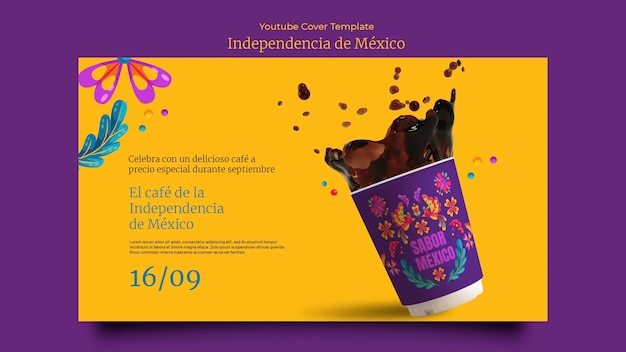 PSD gratuit modèle de fête de l'indépendance mexicaine design plat