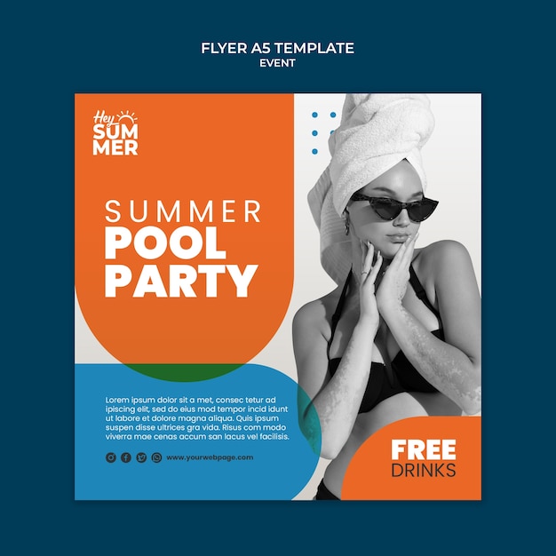 PSD gratuit modèle de fête de piscine design plat