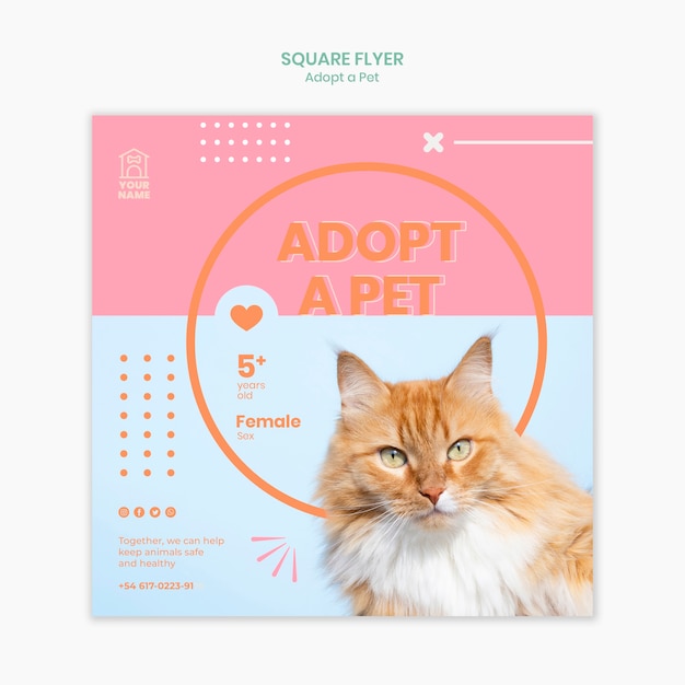 PSD gratuit modèle de flyer adopter un animal de compagnie