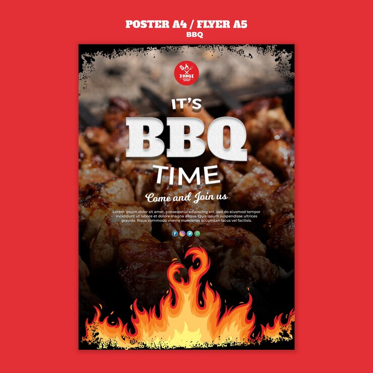PSD gratuit modèle de flyer d'affiche de concept de barbecue
