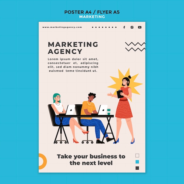 PSD gratuit modèle de flyer d'agence de marketing