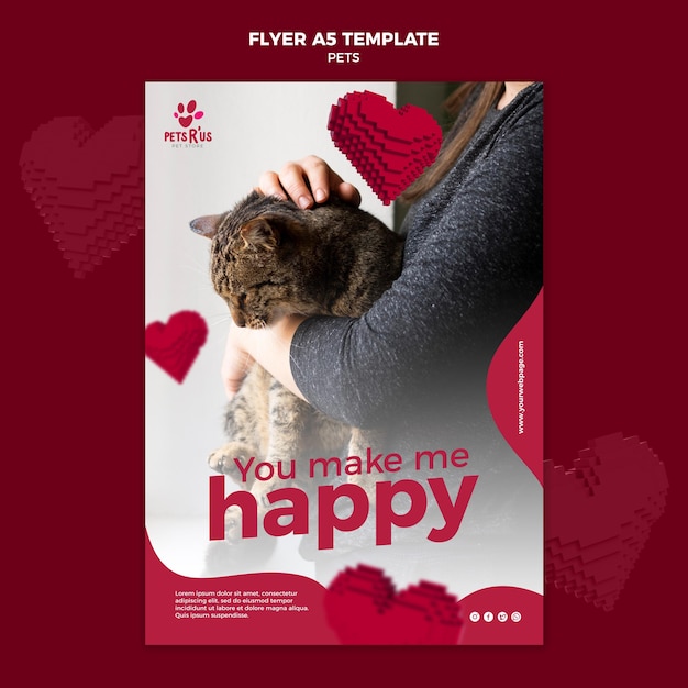 PSD gratuit modèle de flyer animaux avec photo