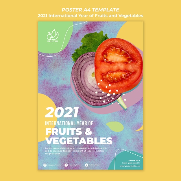 PSD gratuit modèle de flyer de l'année internationale des fruits et légumes