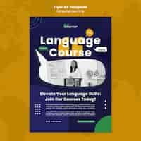 PSD gratuit modèle de flyer d'apprentissage des langues design plat