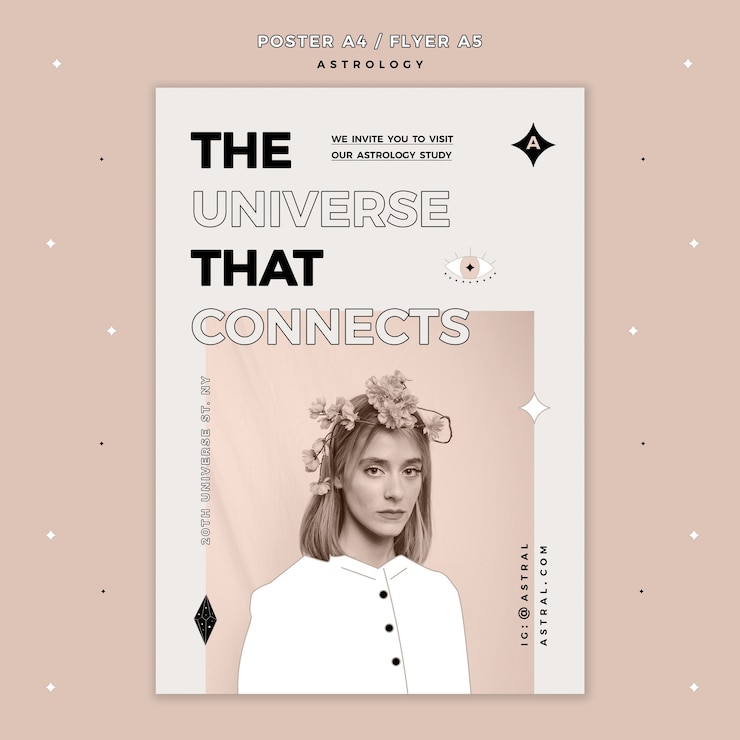 PSD gratuit modèle de flyer avec astrologie