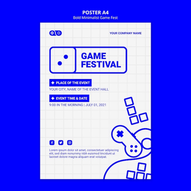 PSD gratuit modèle de flyer audacieux jeu minimaliste fest fest