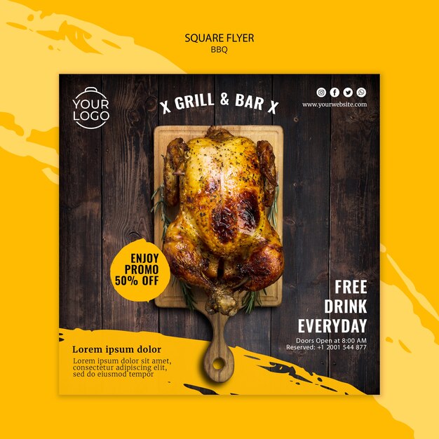 Modèle de Flyer avec barbecue