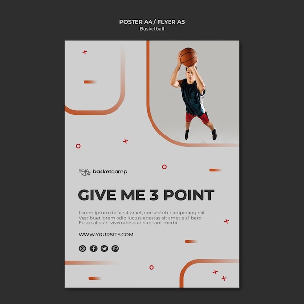 PSD gratuit modèle de flyer de basket-ball donnez-moi 3 points