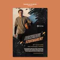 PSD gratuit modèle de flyer de basket-ball avec photo