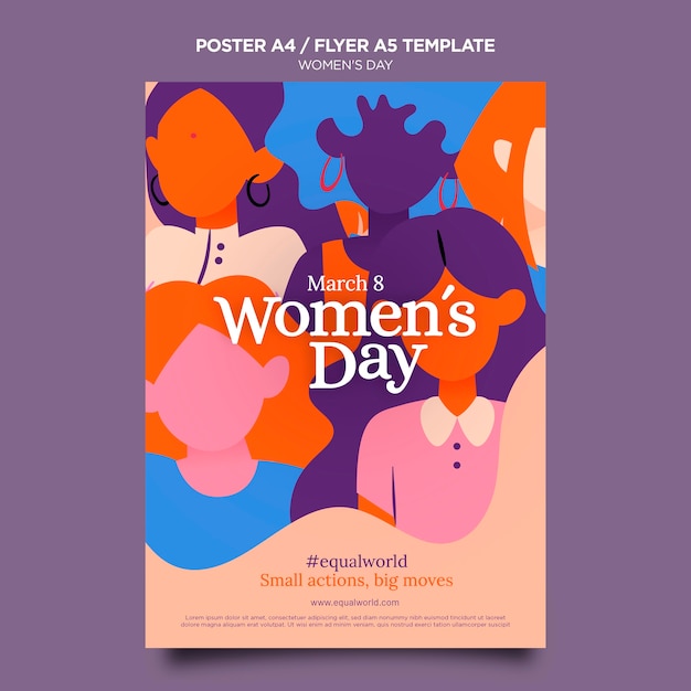 PSD gratuit modèle de flyer de belle journée de la femme illustré