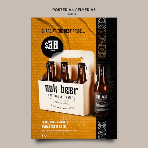 PSD gratuit modèle de flyer de bière ook