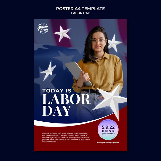 modèle de flyer de bonne fête du travail