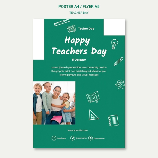 PSD gratuit modèle de flyer de bonne journée des enseignants