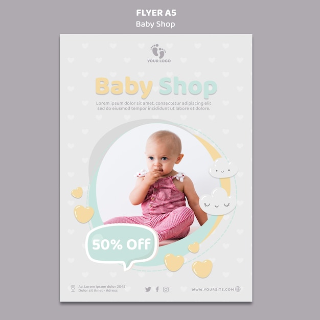 PSD gratuit modèle de flyer boutique bébé