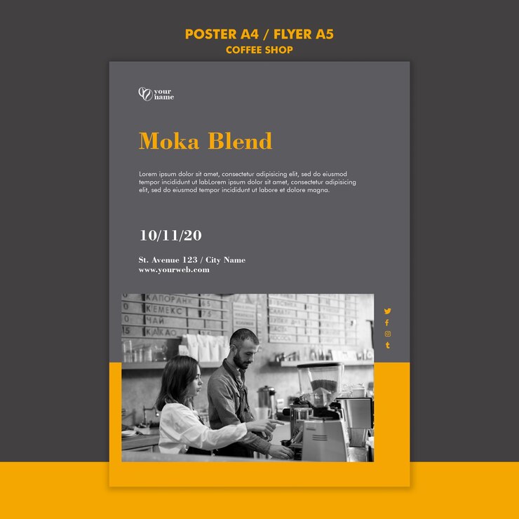 PSD gratuit modèle de flyer de café