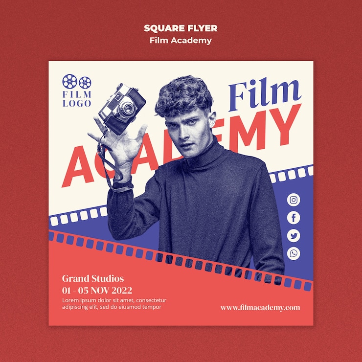 PSD gratuit modèle de flyer carré de l'académie du film