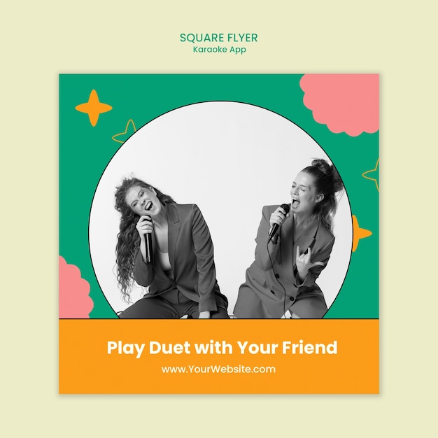 PSD gratuit modèle de flyer carré amusant karaoké