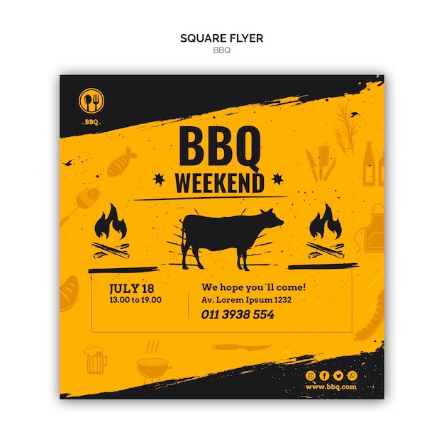 Modèle De Flyer Carré Barbecue