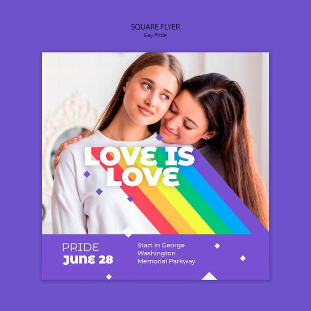 PSD gratuit modèle de flyer carré concept gay prinde