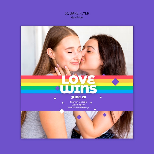 Modèle de flyer carré concept gay prinde