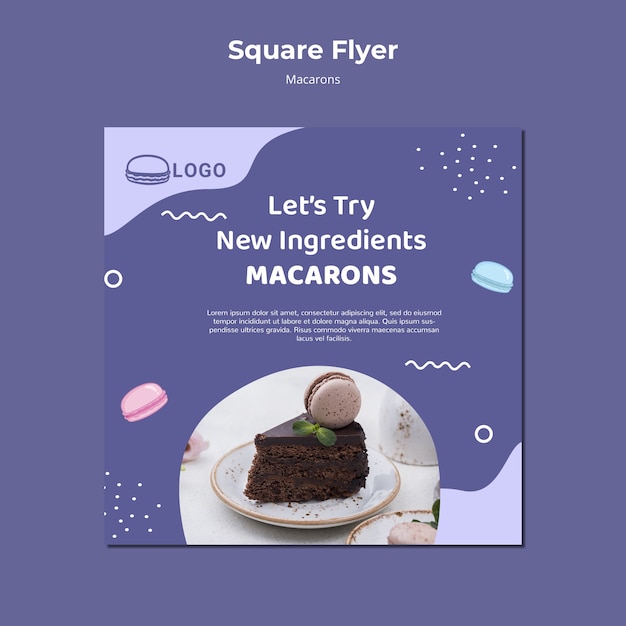 PSD gratuit modèle de flyer carré concept macarons