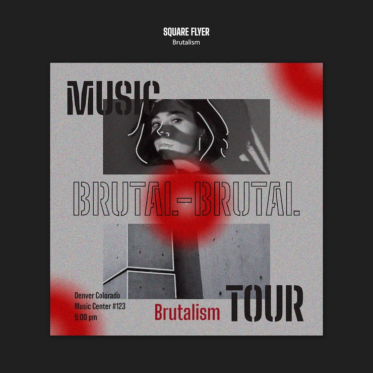PSD gratuit modèle de flyer carré dans un style brutalisme