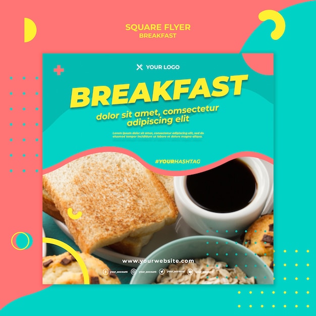 PSD gratuit modèle de flyer carré délicieux petit déjeuner