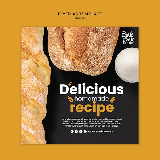 PSD gratuit modèle de flyer carré de délicieux produits de boulangerie