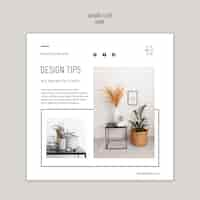 PSD gratuit modèle de flyer carré de design d'intérieur minimal