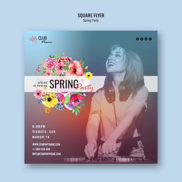 PSD gratuit modèle de flyer carré fête du printemps