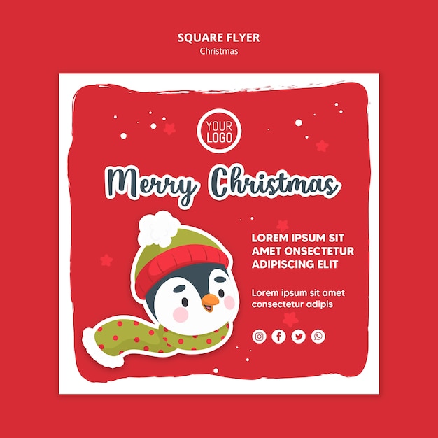 PSD gratuit modèle de flyer carré joyeux noël