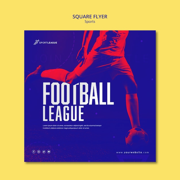 PSD gratuit modèle de flyer carré de ligue de football