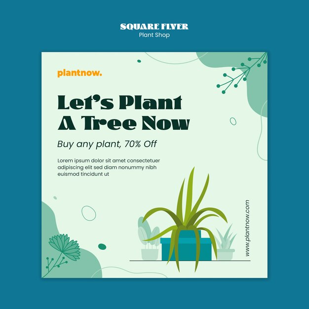 Modèle de flyer carré de magasin de plantes