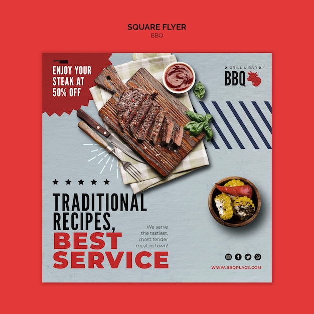 PSD gratuit modèle de flyer carré meilleur service bbq