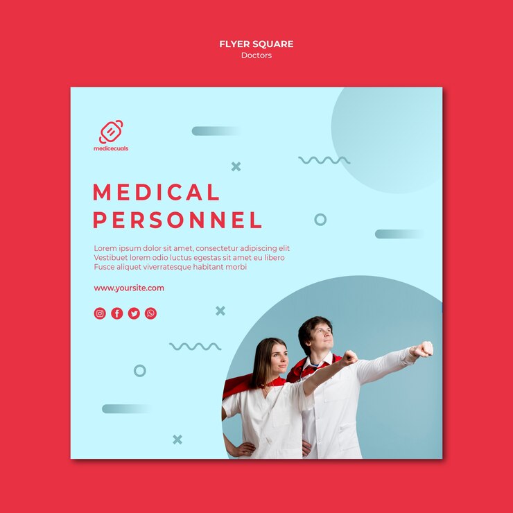 PSD gratuit modèle de flyer carré personnel médical héroïque