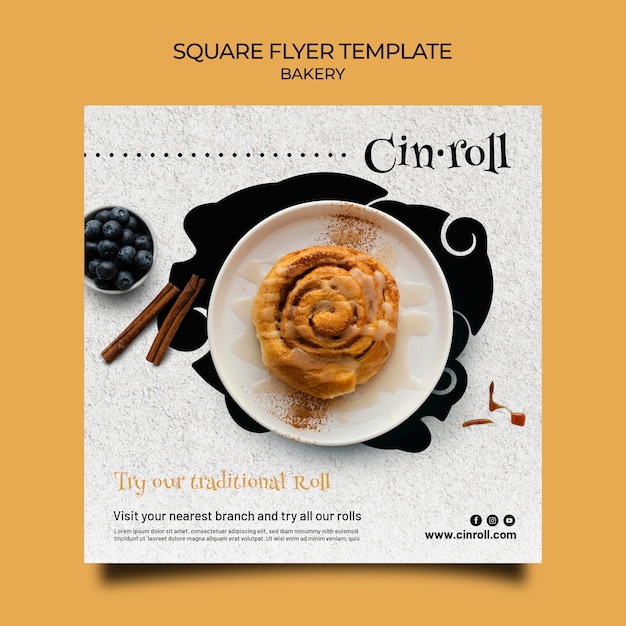 PSD gratuit modèle de flyer carré pour boulangerie