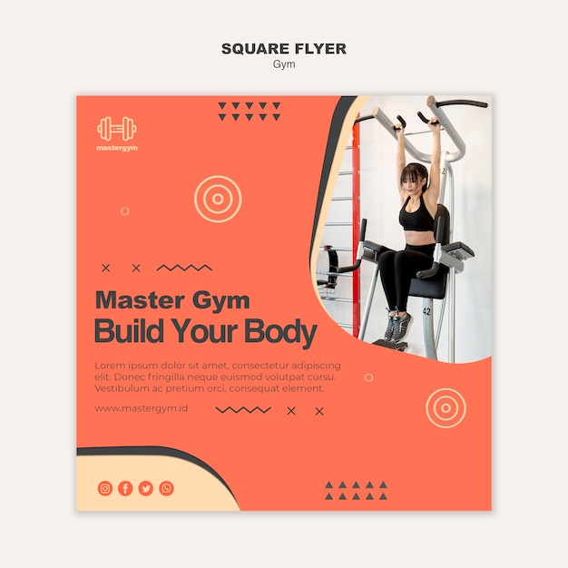 PSD gratuit modèle de flyer carré pour l'entraînement de gym