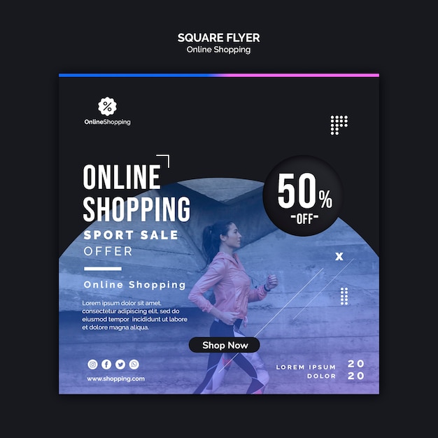 PSD gratuit modèle de flyer carré pour faire du shopping en ligne