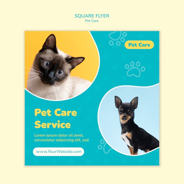 PSD gratuit modèle de flyer carré pour le travail de garde d'animaux